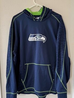 NFL Men’s XXL Seattle Seahawks Navy & Lime Hooded Pullover Sweatshirt